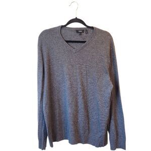 Theory Men's Charcoal Grey Merino Wool Blend V-Neck Sweater Size XL